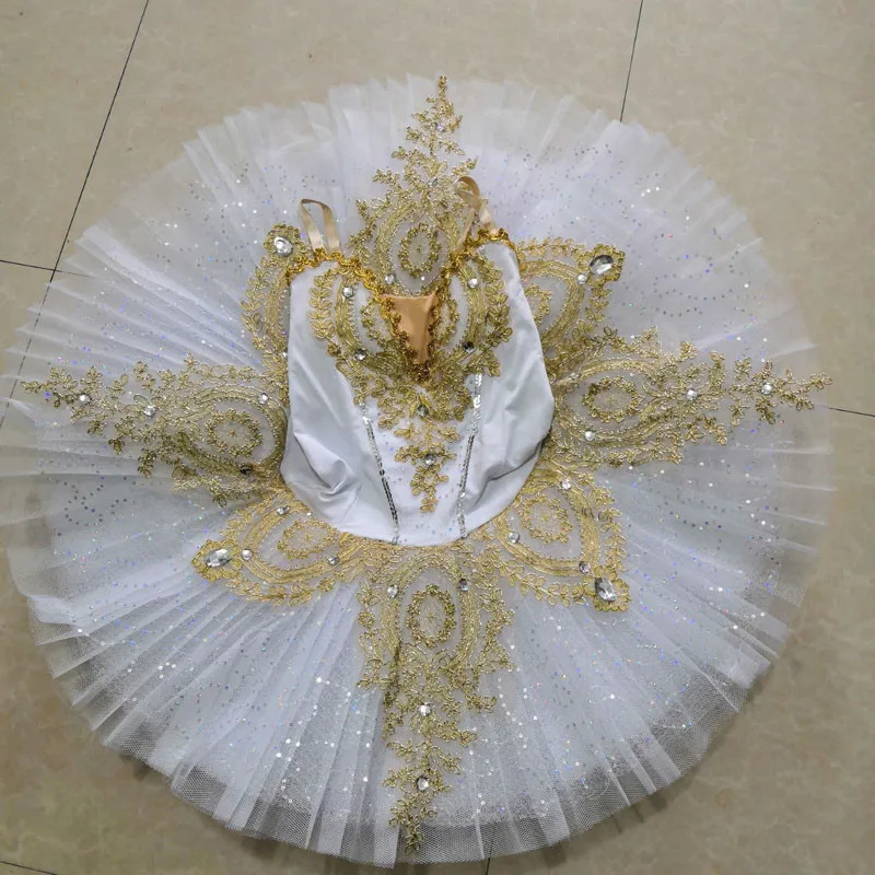 

New Pancake Tutu Child White Sequin Professional Tutus Skirt Swan Lake Tutu Ballet Dance Costumes For Girls Ballerina Dress