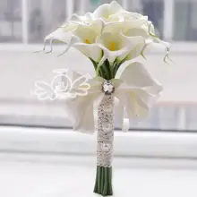 AYiCuthia Настоящее сенсорный Желтый Калла Лили палочка для подружки невесты для девочек в цветочек Keepsake цветок палочка Букеты Свадебные невесты S103