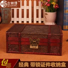 Китайский стиль деревянный ящик для хранения Коллекция хранения классический узор с замком
