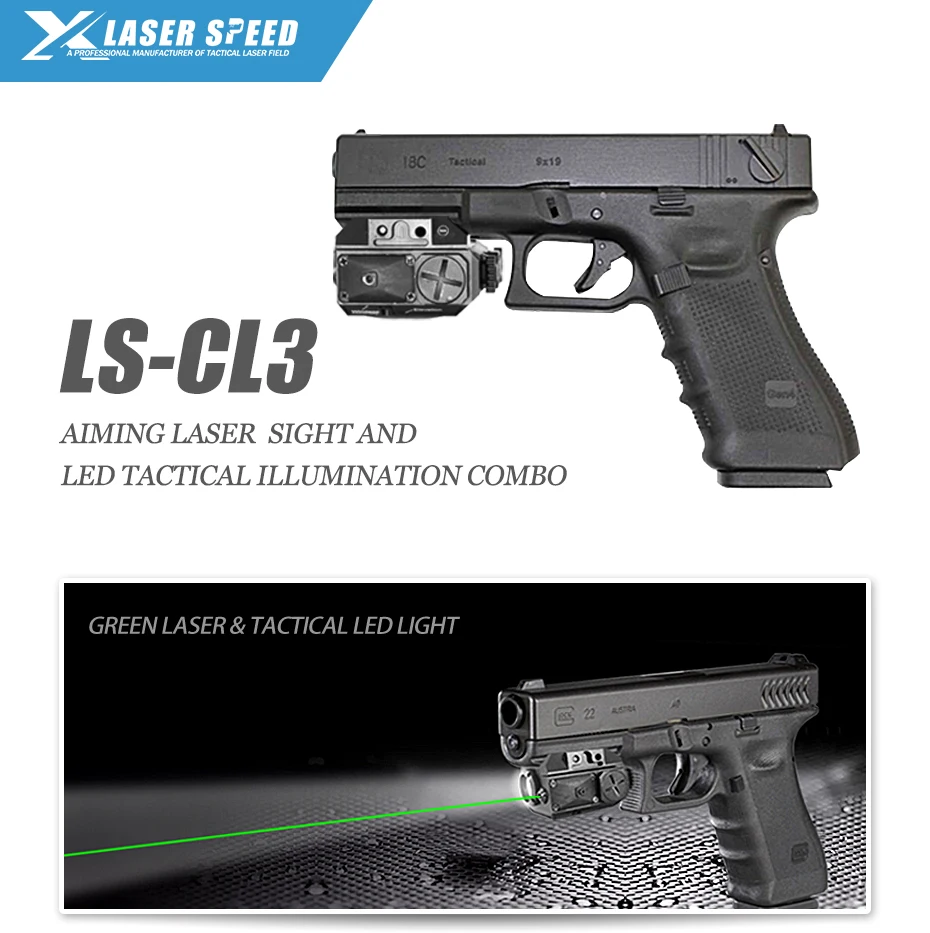 Laser + Lanterna Tocha para Pistola Rifle com Picatinny Combinação Vermelho Verde Tática Arma Luz Subzero Ferroviário 2in1 - 2 Esporte e Lazer