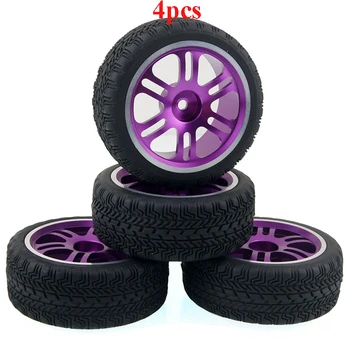 

4Pcs Metal Tire Aluminum Alloy Wheel Hub Rim for 1/10 RC Model Cars D3/D4 HSP Sakura Road Racing Sponge Liner