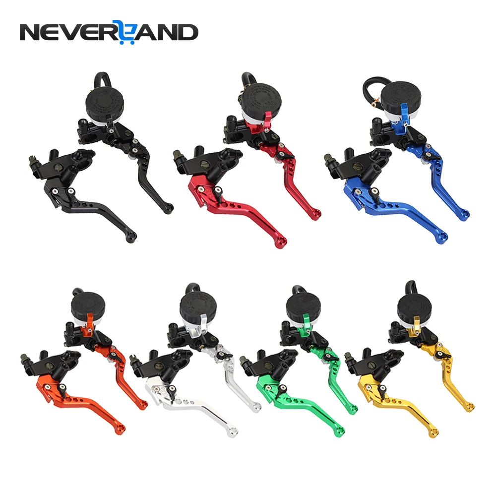 Universal Adjustable Motorcycle Brake Clutch Levers Master Cylinder Reservoir Set For Honda Suzuki Kawasaki Yamaha D10