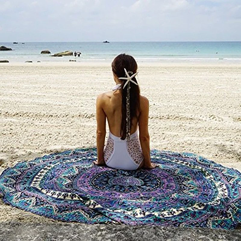 Круглое излучающее пляжное полотенце с узором Коврик для йоги Типпет хлопчатобумажная скатерть доступная - Цвет: no5