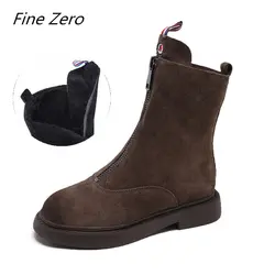 Fine Zero/Новая женская зимняя обувь, высокие сапоги, высокое качество, искусственная замша, Брендовая женская обувь, шерсть, женские Зимние