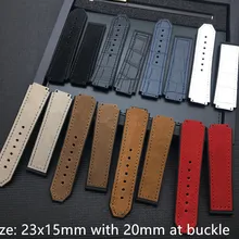 Выпуклый ремешок для часов 23*15 мм, 20 мм, пряжка из натурального нубука, кожаный ремешок для часов Hublot, мужской ремешок для часов, ремень с логотипом, Бесплатные инструменты