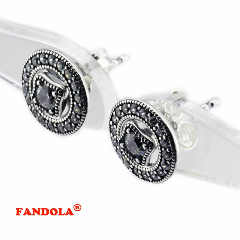 

Vintage Allure Stud Earrings with Clear Cubic Zirconia Authentic 925 Sterling Silver Jewelry for Women Wholesale Free Shipping