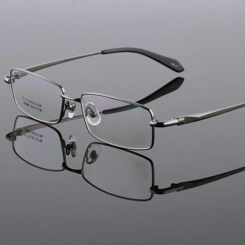 Чистый титан для мужчин полный обод оправы для очков Роскошные деловые очки с диоптрией близорукость Rx able наивысшего качества - Цвет оправы: Gunmetal