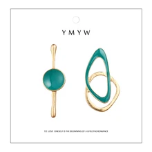 YMYW зеленая эмаль асимметрия корейские сережки-шпильки модные уникальные геометрические персонализированные зеленые металлические женские Pendientes Mujer Moda