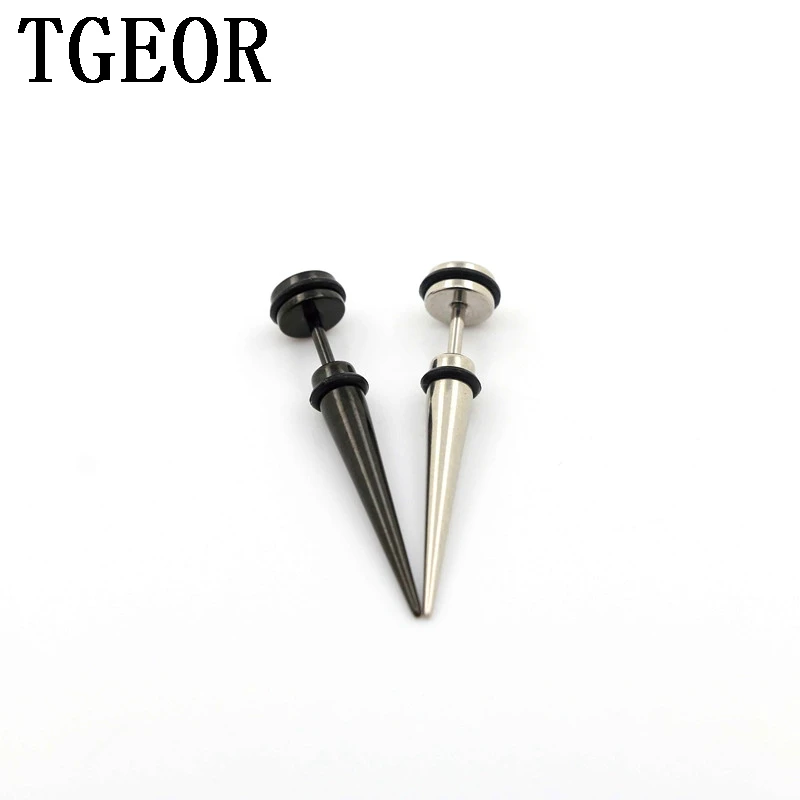 

Hot wholesale piercing body jewelry 20pcs 6mm illusion cheaters stainless steel Double O-ring ear Fake Taper