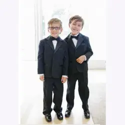 Черный Нотч две Пуговицы Свадебная вечеринка выпускного вечера костюм для мальчика Детская Костюмы комплект деловой классический цветы