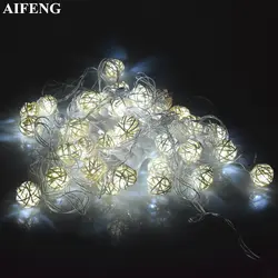 Aifeng светодио дный строка ротанга Light 1,2 м 2,5 м 5 м 10 м ротанга мяч светодио дный Строка сказочных огней на Рождество Свадебная вечеринка