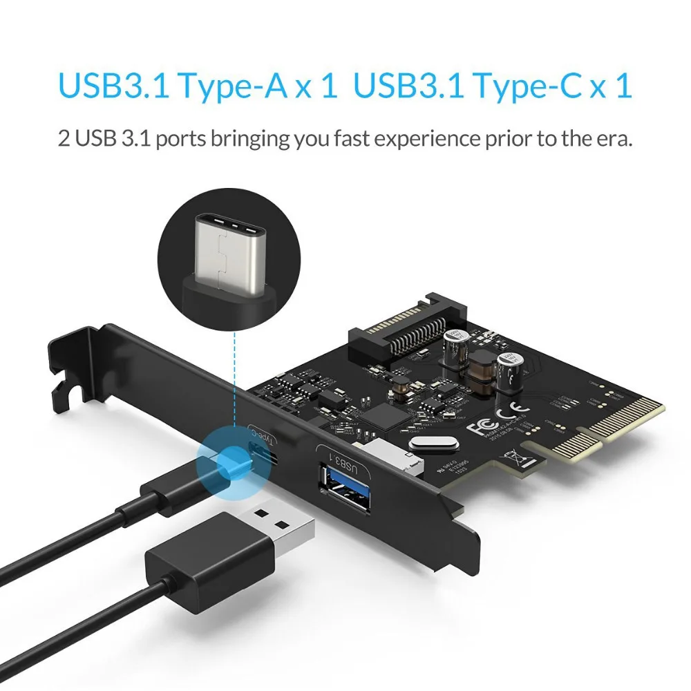 ORICO PA31 AC настольный компьютер 2 Порты и разъёмы PCI E на USB3.1 Тип C Dual сетевая карта