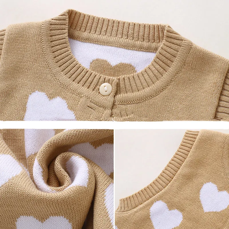 Heart Baby Sweater Vest Infant Kids Boys Girls Round Collar Button Closure Knit Outfit Coat Cotton Soft Comfortable for Spring (7)