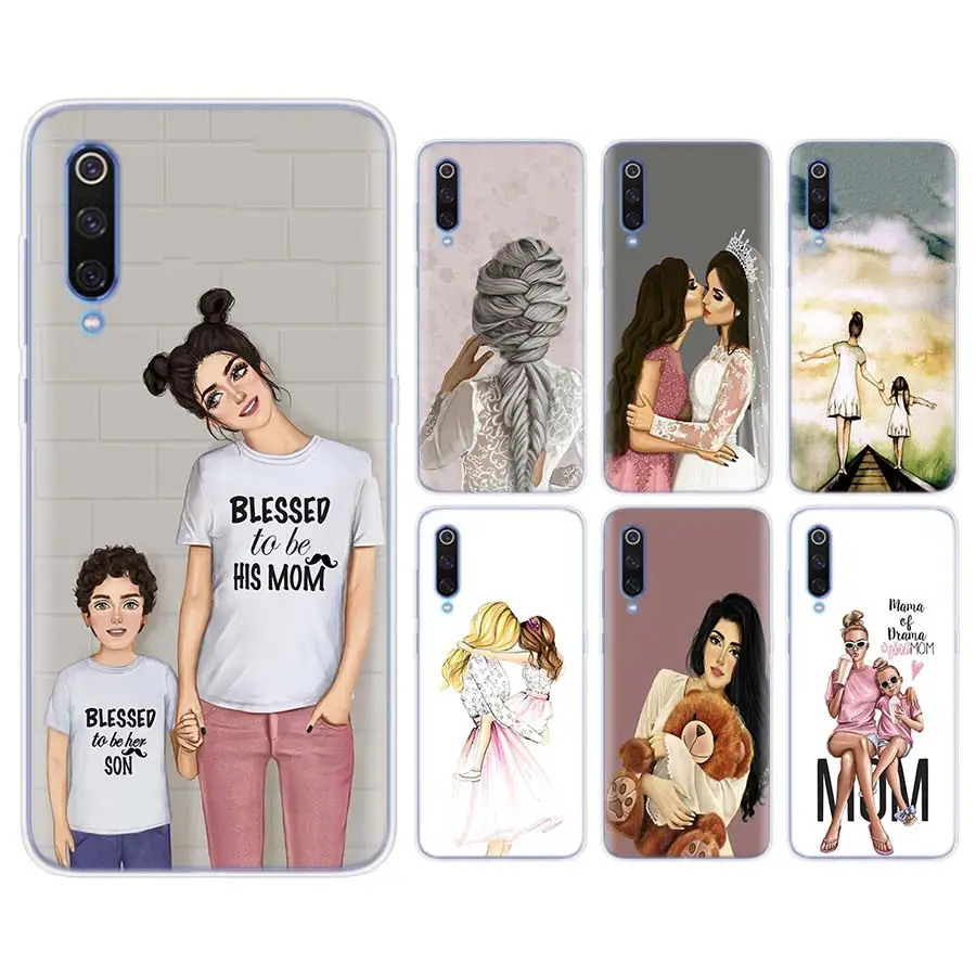 

Baby Mom Girl Silicone case for Xiaomi Mi 9 8 A2 Lite Play Mix3 Redmi 6 6A Note 6Pro 7 Pro TPU Soft Phone case