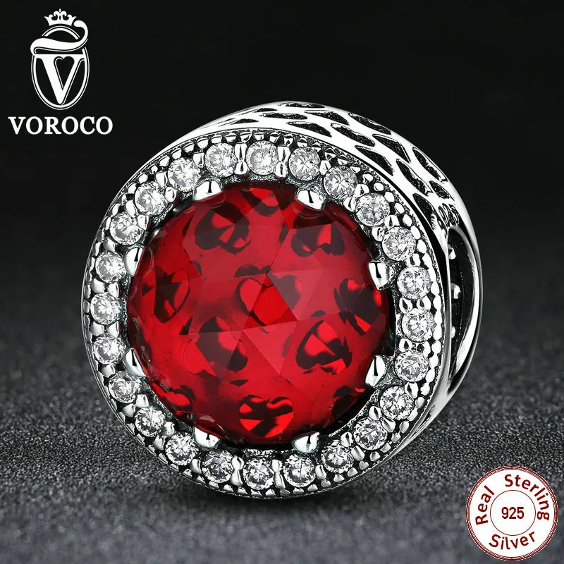 VOROCO 3 Color Wholesale 925 Sterling Silver Classic Round Shape DIY Charms fit Pandora Women Bracelets