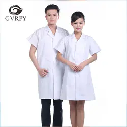 2018 Мужская и женская одежда для врача Больничная форма для обслуживания скраб белое длинное пальто лаборатория с короткими рукавами