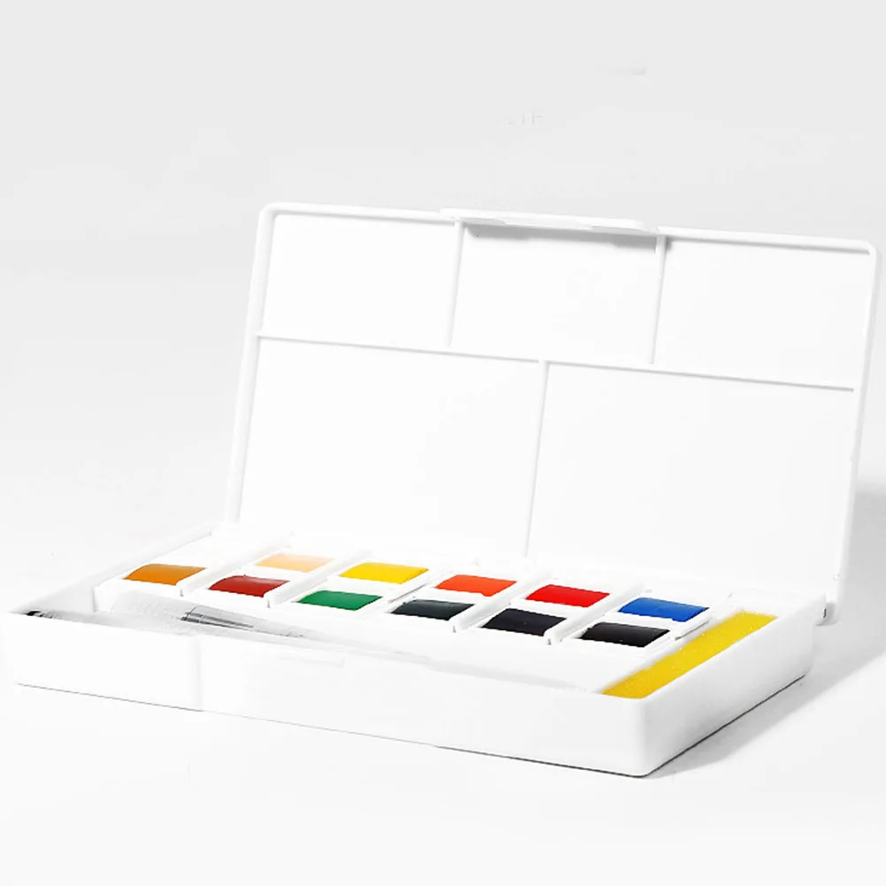 

Student Portable Professional Solid Paint Box Gift Painting Travel Beginner Tool Art Watercolor Handwork Mixing Palette Sketch