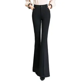 

2019 Spring Autumn New Fasahion Women Solid Elegant Drape Fishtail Flare Trouser Female Plus Size 3XL Oversize Long Pant Z173