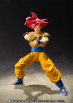 

16CM pvc Japanese anime figure Dragon Ball Son Goku Super saiyan red hair multi faces standing action figure collectible model