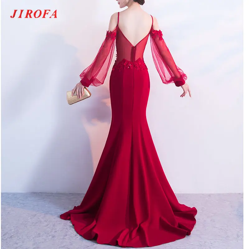 

2019 Vestidos Maxi Dress Sexy Women Evening Mermaid Gown Mesh Lantern Sleeve Flower Formal Party Dress Elegant Long Robe Femme