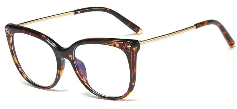 Новинка, дизайнерские леопардовые очки, оправа, Ретро стиль, Женские оправы для очков, металлические оптические очки, прозрачные линзы, очки кошачий глаз - Цвет оправы: C6 leopard clear