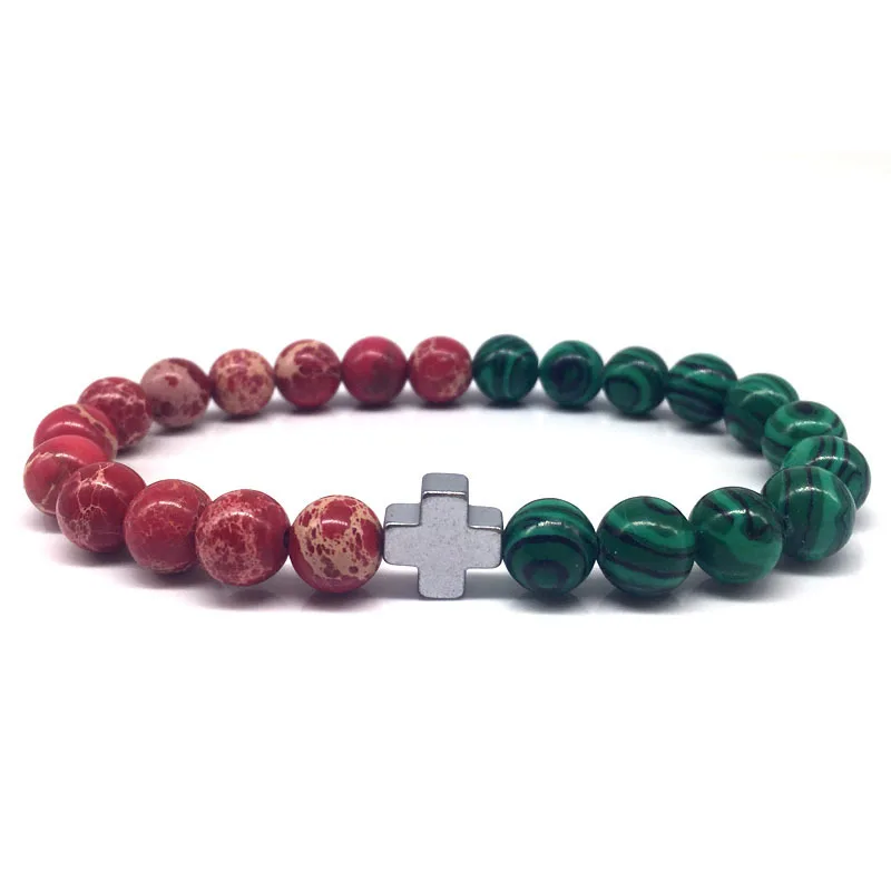 

Exquisite Cross Bracelet Men 2019 Fashion Simple Stone Bead Charm Bracelet For Men Classic Jewelry Gift