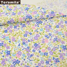News Cotton Fabric Twill Fat Quarter Purple and Blue Floral Designs Home Textile Material Patchwork Sewing Tecido