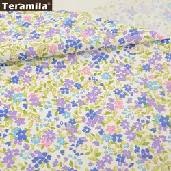 News 100% Cotton Fabric Twill Fat Quarter Purple and Blue Floral Designs Home Textile Material Patchwork Sewing Tecido