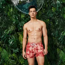Man's Sport Short Pants Prints Flower Running GYM Swim Shorts Plus Size Swimwear Men Surf Boardshorts Summer Swimsuit