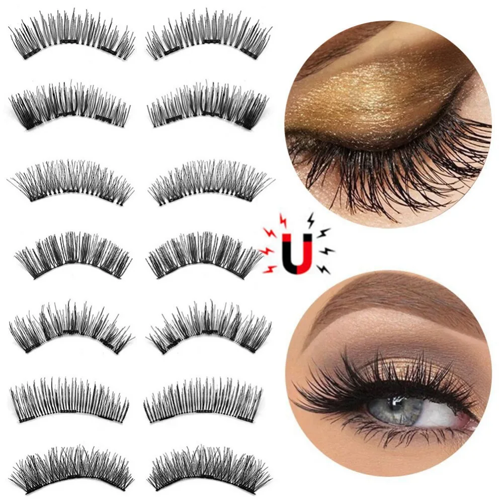 

4Pcs Natural Curly Triple Magnetic Eyelashes Easy to Wear No Glue 3D Eye Lashes Women Makeup Eyelash Extension for Professional