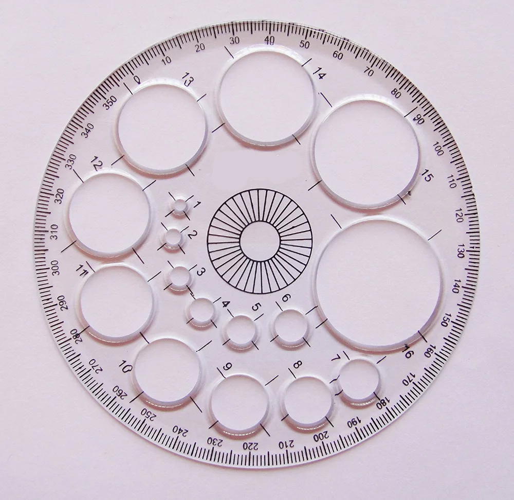 1pcs 360 Degree Protractor Circle Modern Master Template plastic protractor ruler