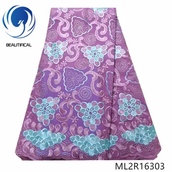 

BEAUTIFICAL nigerian lace fabrics embroidery cotton dry lace fabric for dress Hot sale nigerian voile lace free shipping ML2R163