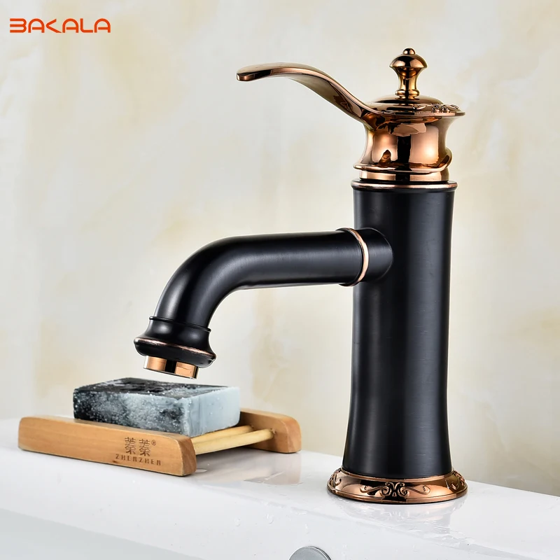 

BAKALA BLACK Fashionable Tap Bathroom Mixer Single handle Single hole Surface Mounted Bathroom Sink Faucet BR-2017434