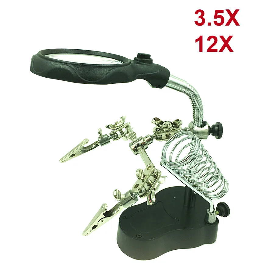 Deluxe Soldering Station with Magnifying Glass and Third Hand Clamp