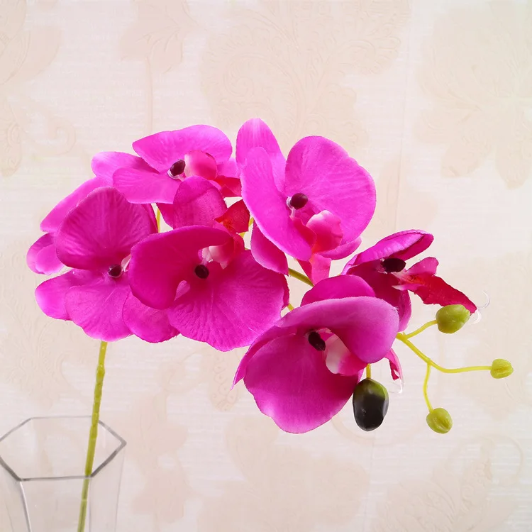 Искусственные цветы Настоящее прикосновение искусственный моли Орхидея Бабочка Орхидея для дома Свадебные вечерние украшения - Цвет: Сливовый