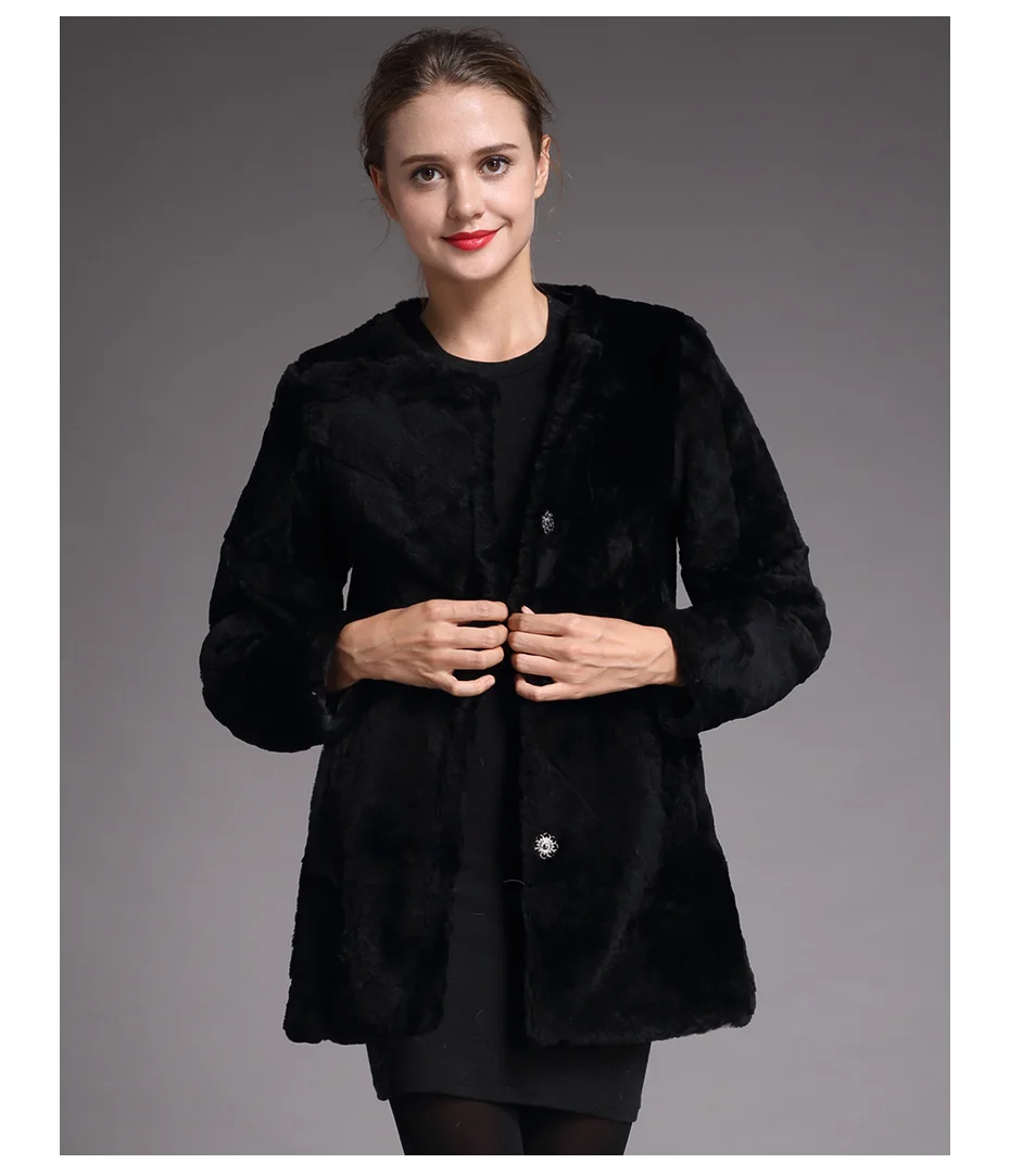 Натуральный мех, овчина, пальто с длинным рукавом, женские зимние теплые пальто из натуральной шерсти, Женская куртка для стрижки овец, черная тонкая верхняя одежда