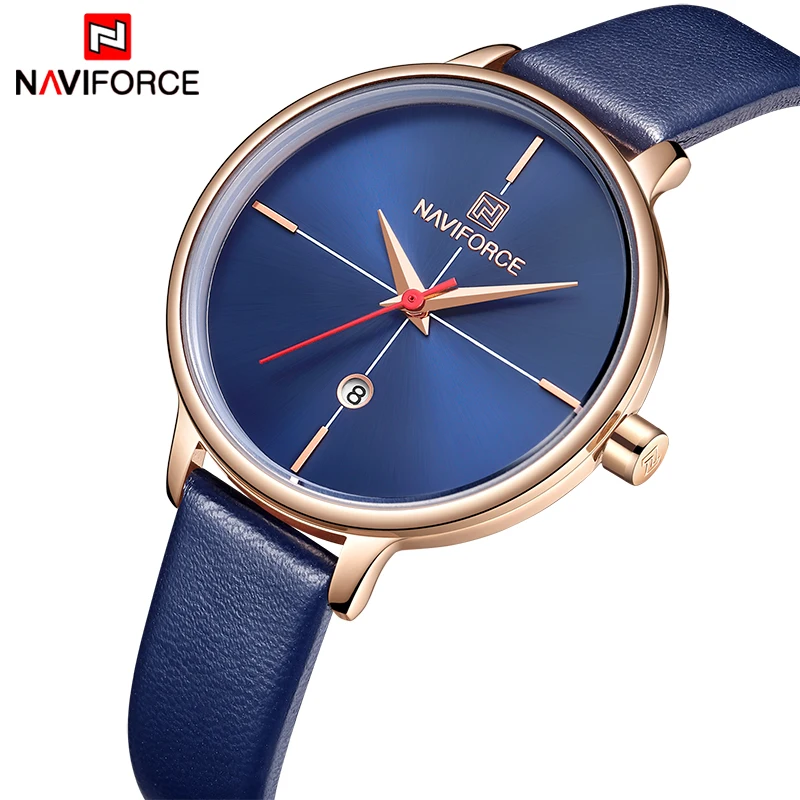 Женские часы NAVIFORCE Топ бренд класса люкс Модные женские кварцевые кожаные