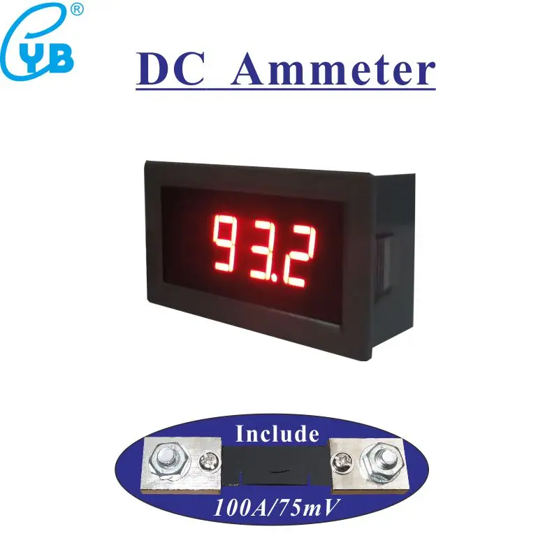 DC 100A с шунтом 100A/75mV DC Амперметр измеритель тока светодиодный цифровой амперметр амперы панель измеритель тока 0,56 ''светодиодный красный