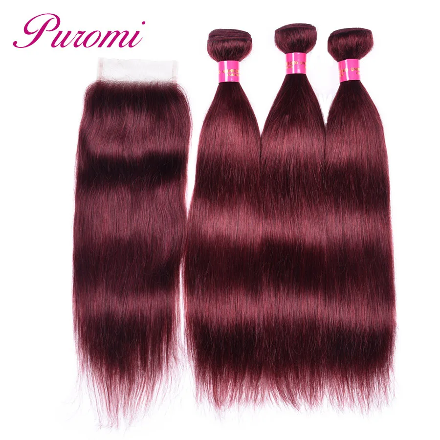 Puromi 3 Bundle Deals Brazilian Hair with Closure Haar Extension 99j Straight Hair with Closure Non Remy Extension Cheveux Puromi 3 Bundle Deals Brazilian Hair with Closure Haar Extension 99j Straight Hair with Closure Non Remy Extension Cheveux