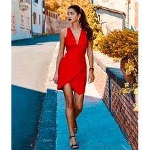 Рождественское пикантное платье цвета коктейль Ever Pretty EP05857 сексуальное Новое торжественное платье с глубоким v-образным вырезом без рукавов тонкое vestidos cortos de coktel