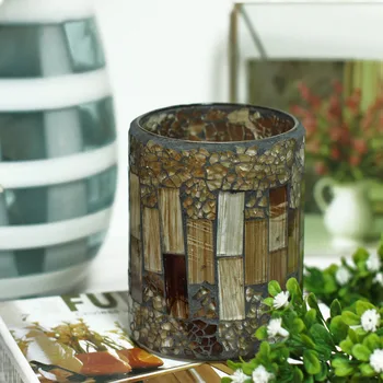 

DFL Strip Pattern Crack Mosaic Glass Flameless Pillar Led Wax Candle Light with Timer, Home Decorations, Multi Color, 3x4 Inch