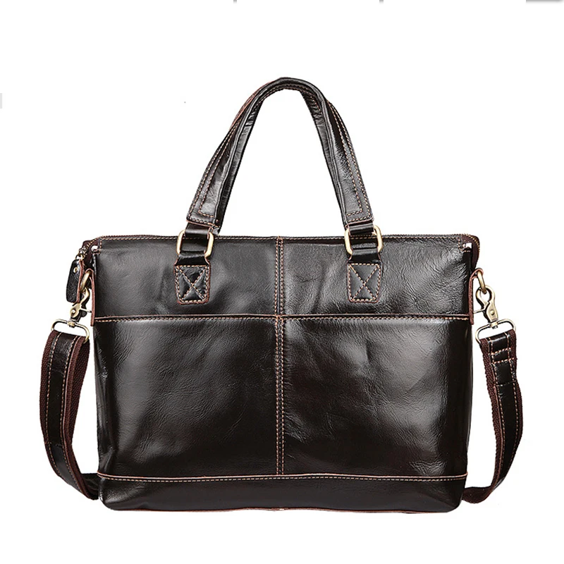 

OZUKO Hight Genuine Leather Men Portfolio Briefcase 14inch Laptop Bag business Male men travel Handbag Tote crossbody Bag