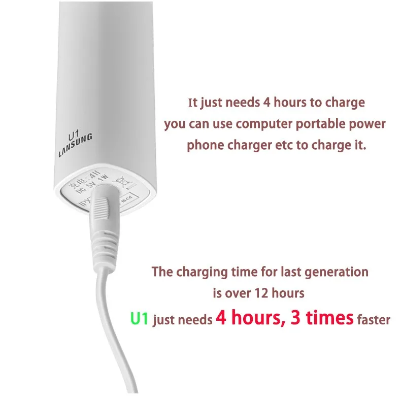 Escova de Dentes Escova de Cabeças de Substituição Escovas de Dente com 4 Ultra Sonic Elétrica Carga Recarregável Pcs Temporizador Usb 6 High Quality Eletrodomésticos