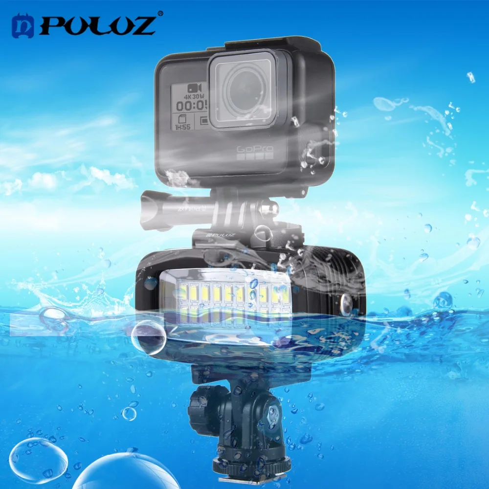 

Puluz PU222 LED Flash Fill Light Underwater Diving Waterproof Camera Photography with Hot Shoe Adapter & Filter Plates for GoPro