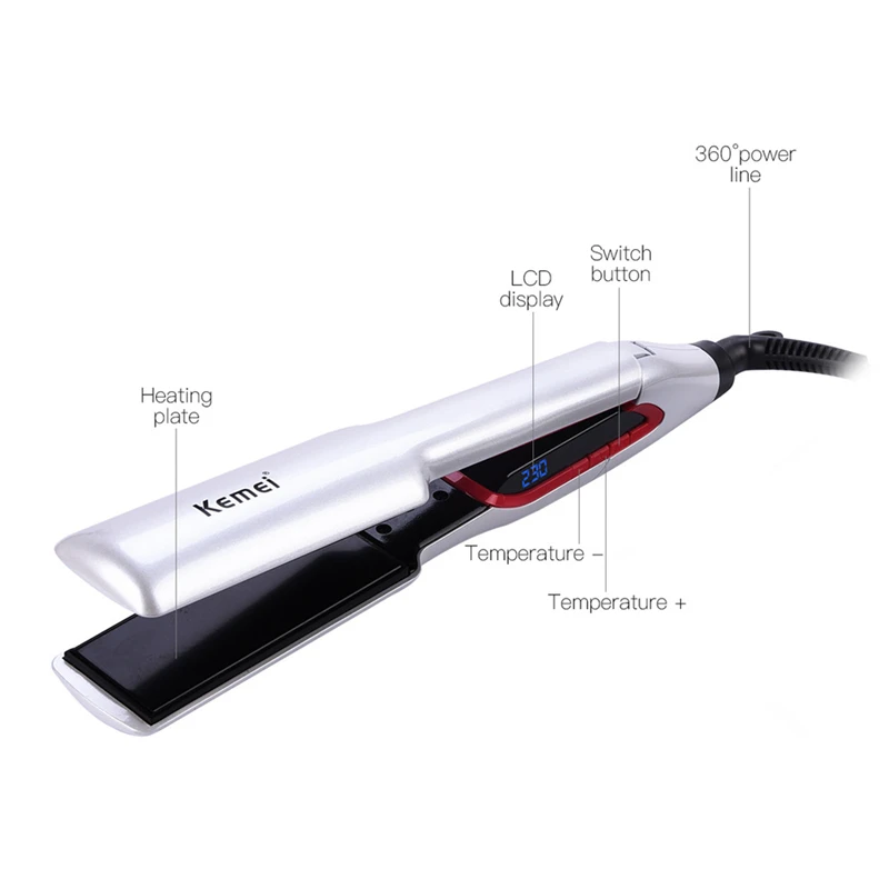 

Professional Ceramic Tourmaline Ion Plate Flat Iron Hair Straightener with Digital LCD Display Adjustable Temp 30