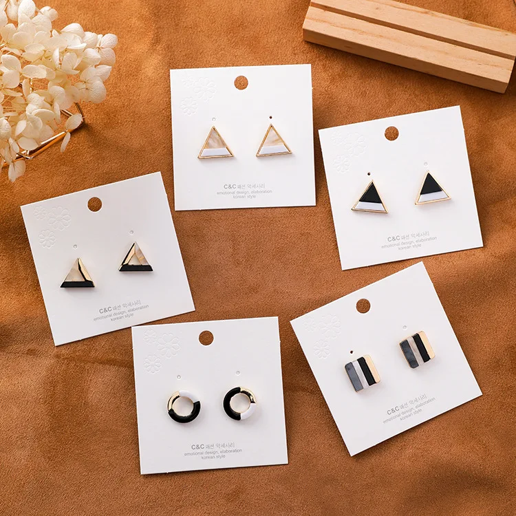 

2019 New Arrive Geometric Simple Colorful Triangle Stud Earrings For Women Cute Square Circle Acrylic Pendientes Jewelry Gifts