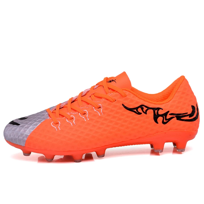 MAULTBY Men s Gray Orange AG Sole Outdoor Cleats font b Football b font Boots Shoes