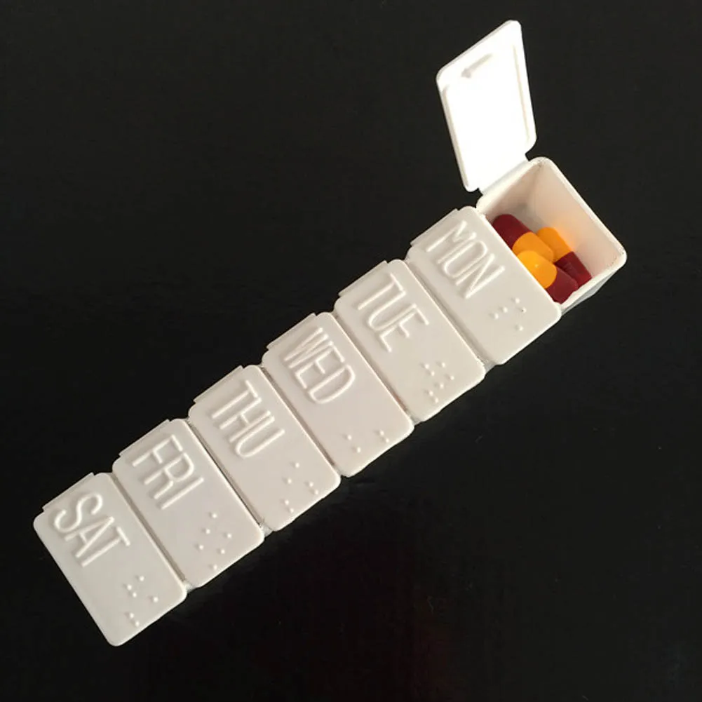 1pc Medicine Pill Drug Mini Pillbox Container One Week 7 days Small Non
