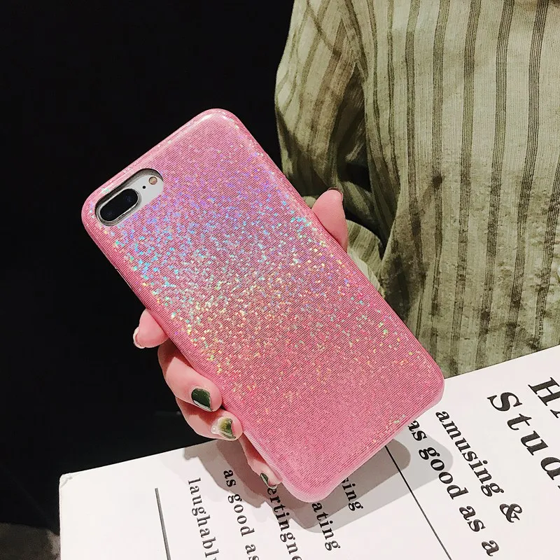 

Luxury Colorful Laser Glitter Phone Case For iPhone X XR XS Max Shiny Half Wrapped Silicone Cases For iPhone 6 6S 7 8 Plus