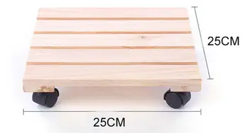 

25*25cm Portable solid wood Pot Trays Removable flower-stool with universal wheel